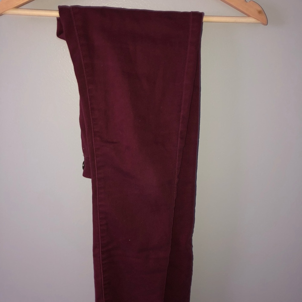 Burgundy high-waisted jeans